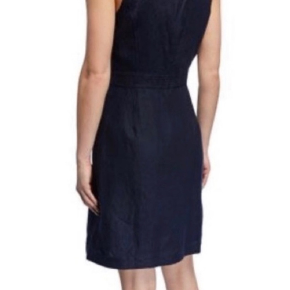 Tory Burch Navy Linen Front Button Shift Dress Size:12 - Picture 3 of 7